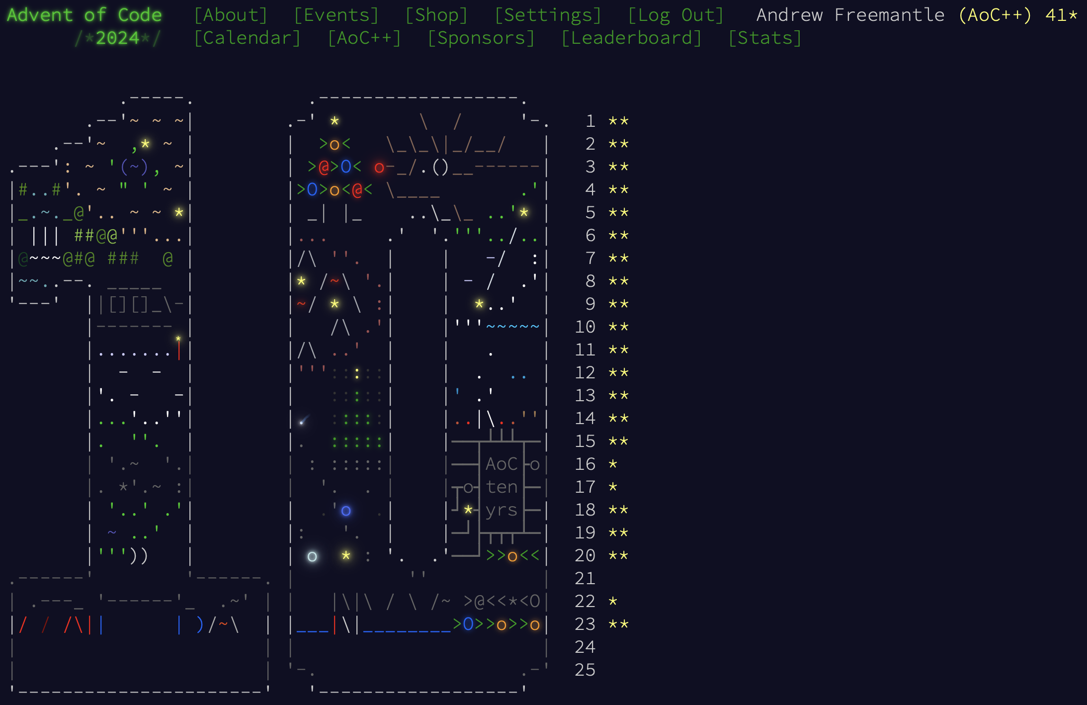 Screenshot of my Advent of Code 2024 Calendar